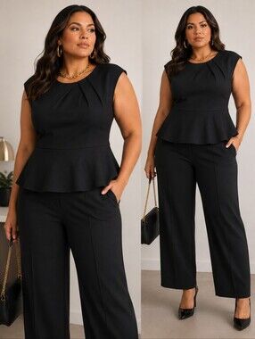 NWT 6th & Lane by Lane Bryant Asymmetrical Neck Peplum Size 22 Career Wear